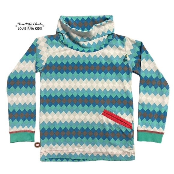 4 Funky Flavours Sz 110/116 (5-6Y) Geometric Diamond Stripes Turtleneck - Picture 1 of 6